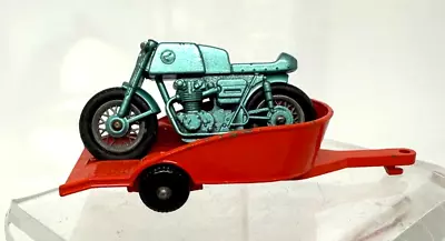 Vintage 1970 Matchbox No 38 Honda Motorcycle And Trailer Orange With Blue Bike • $49.99