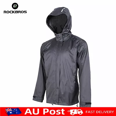 ROCKBROS Waterproof RainJacket Cycling Raincoat Men Breathable Reflective Hooded • $37