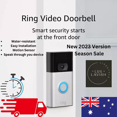 Ring Video Doorbell 2nd Generation 1080p HD Motion Detect Satin Nickel Door Bell • $189.94