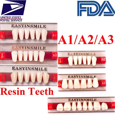 Dentures False Teeth Acrylic Resin Crown Teeth Full Set Upper Lower A1/A2/A3 DIY • $17.74