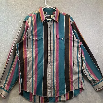 Vintage Wrangler Shirt Mens XL X-Long Tails Cowboy Cut Rancher Button Up Retro • $16.99