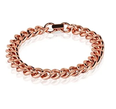 Pure Solid Copper Bracelet Arthritis Cuban Chain Curb Link Rider 9.5mm Bracelet  • $12.95