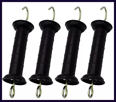 4 Pcs Heavy Duty Electric Fence Gate Handle Black With Insulators With Spring • $17.89