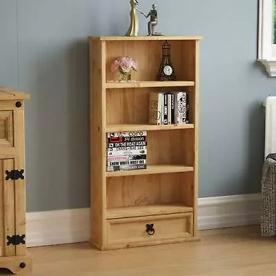 Corona DVD Rack Bookcase 1 Drawer 3 Shelf Mexican Solid Waxed Pine Unit • £42.90