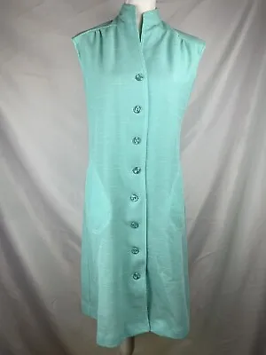 Vintage 60’s Womens Dress Tea Length Turquoise Teal Sleeveless Sm Med • $24.99