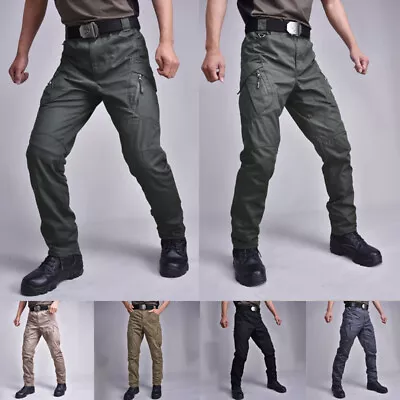 UK Men Tactical Trousers Outdoor Hiking Fishing Walking Combat Pants Cargo Pants • £11.99