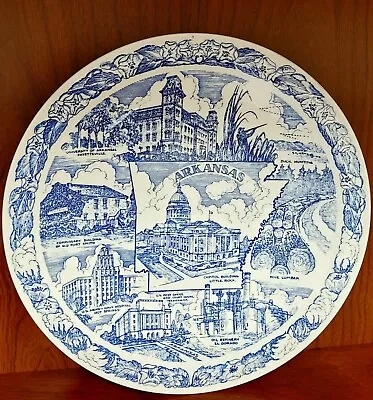 Vernon Kilns Transferware Plate Vtg ARKANSAS 1943 • $50