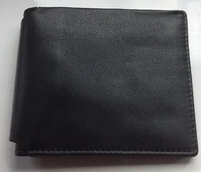 Mens Black Soft Leather Wallet Card Holder For 8 Cards Red Lining By Mustard • £8