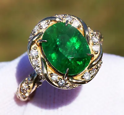 Tsavorite Diamond Ring Gold Yellow 14k GIA Certified 5.52CTW Garnet Oval Natural • $190.39