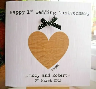 £4 • Buy Handmade Personalised 1st First Paper Wedding Anniversary Card ANY WORDING