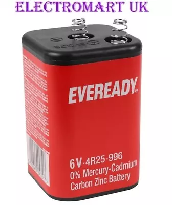 Eveready Torch Lantern Battery 6 Volt 6v Pj996 4r25r • £8.90