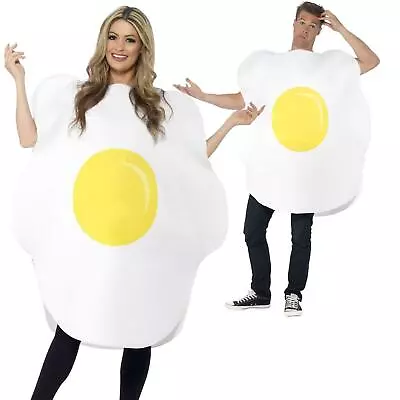 Adults Fried Egg Costume Funny Stag Hen Do Food Fancy Dress Costume Men's Womens • £22.57