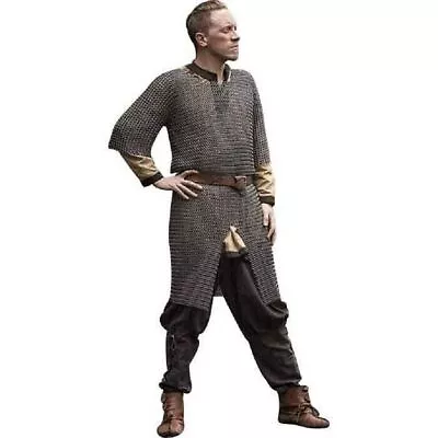 44  Large Ragnar Chainmail Hauberk Battlefield Mail Armor Butted Shirt For Men • £135.22