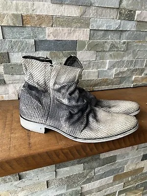 John Varvatos Snakeskin Like Leather Handmade Boots Gradient Size 10.5 • $650