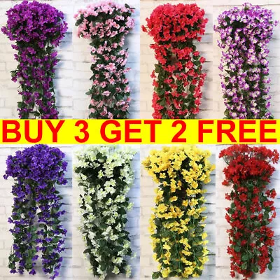 Artificial Fake Hanging Flowers Vine Plant Home Garden Decor Indoor Outdoor UK • £2.99