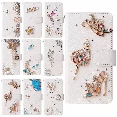 For IPhone 15 14 13 12 11 ProMax X Bling Diamond  Rhinestone Wallet Leather Case • $16.99