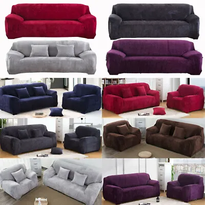 $33.98 • Buy Stretch Plush Thick Sofa Covers 1 2 3 4 Seater Couch Chair Slipcover Protector