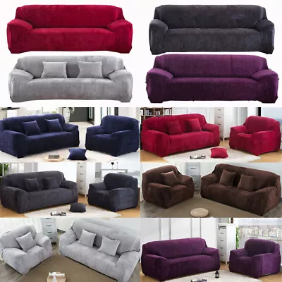 Stretch Plush Thick Sofa Covers 1 2 3 4 Seater Couch Chair Slipcover Protector • $19.99