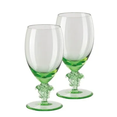 Versace Rosenthal Medusa Lumiere Mint 2nd Edition Set 4 Pcs White Wine Glasses • $630