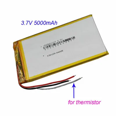 3.7V 5000mAh 3-Wires Thermistor Polymer Li Battery 6560110 For PDA GPS Tablet PC • £15.48