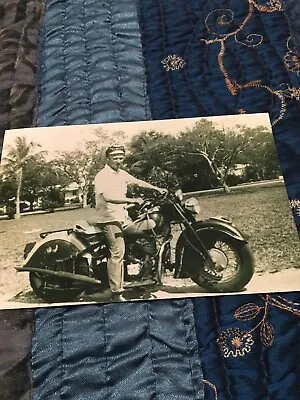 Made Copies Of Cool Photo Man On Vintage Motorcycle Photo 4x6 Black And White. • $6