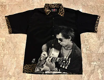 Vtg Dragonfly Rolling Stones Keith Richards Leopard Shirt Sz 2XL • $125