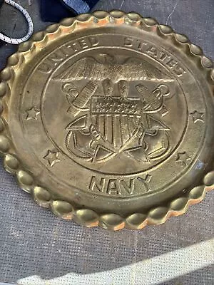 ORIGINAL  VINTAGE USN BRASS PLAQUE Very Large • $50