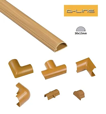 D-Line 30mm X 15mm Oak (Wood) Mini Trunking PVC Cable Management Hide Cover • £2.99