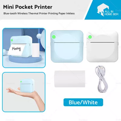 $30.59 • Buy Mini Pocket Printer Blue-tooth Wireless Thermal Inkless Printer Printing Paper