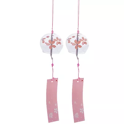 Flower Wind Chimes 2PCS Japanese Glass Garden Hanging Bells (Cherry Blossom)-RW • £10.38