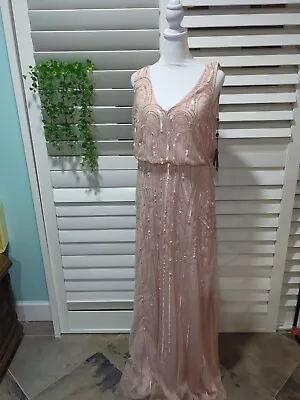 NWT Adrianna Papel Women's Sequin Beads Sparkling Pink Dress Sz 10 • $88