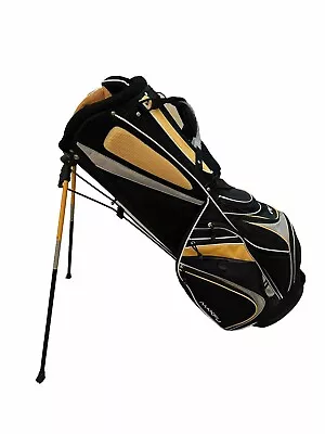 Maxfli Golf Bag Stand 3 Ft  Dual Straps Yellow Black 9 Way Divider EUC Zipper • $45