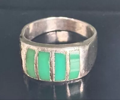 Men's 925 Sterling Silverturquoise Inlayed Band  Ring Size 11.5 • $40