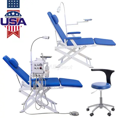 Dental Portable Folding Mobile Chair+LED Light/Air Turbine Unit/Doctor Stool USA • $110.39