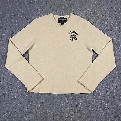 VINTAGE Abercrombie & Fitch Track & Field Wool Sweater Adult XL Beige Muscle 90s • $32.99