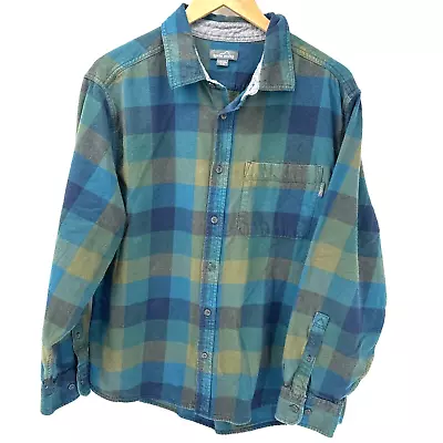 Eddie Bauer Men's Flannel Shirt Size XL 100% Cotton Blue Green Plaid Button Up • $24.99