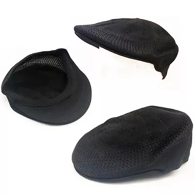 BLACK Summer Mesh Ivy Driving Hat Kangol Style Golfers Hat S/M & L/XL  *BLACK* • $18.99