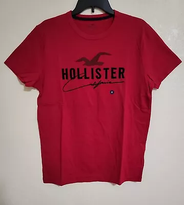 Hollister Men's Embroidered Graphic T-Shirt Crewneck Short Sleeve  Red Size M • $21.99