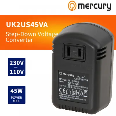 45W UK To US Stepdown Voltage Converter / Transformer USA Electrical Mains 110V • £14.49