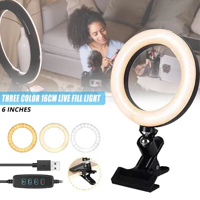$17.66 • Buy USB Video Selfie 6  LED Ring Light Dimmable Clip On Lamp For Monitor Laptops AU