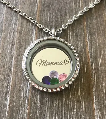 Momma Floating Locket Necklace Custom Personalized W/birthstones Mother Gift • $20