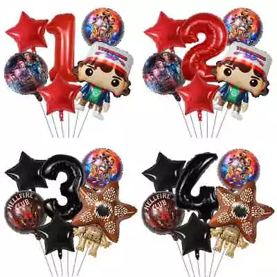 £9.99 • Buy 6pcs Stranger Things Age Number Latex & Foil Balloons Party Decoration Balloons