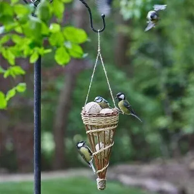 Garden Bird Feeder Suet Fat Ball Feeding Station Woven Cone Hanging Treat Feed • £6.99