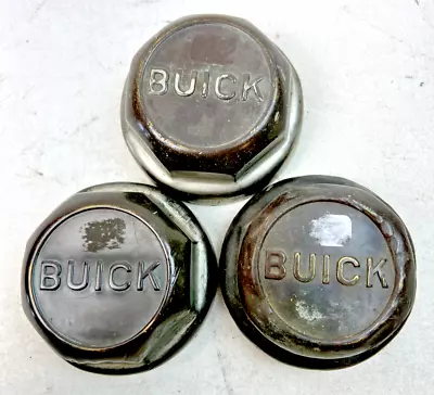 Antique Original 1920s Buick Block Letter Brass Hubcaps - Lot Of 3 • $74.99