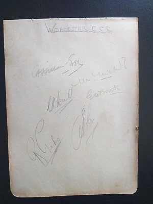 £20 • Buy WORCESTERSHIRE CCC  Removed From An  Autograph Book Signed  By  COX , BULL BROOK