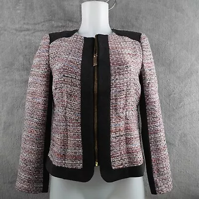 Vince Camuto Womens Blazer Jacket Size 4 Pink Tweed Zip Classic Preppy Normcore • $25.47