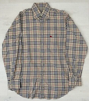 £60 • Buy Vintage Burberry Nova Checkered Shirt Beige S