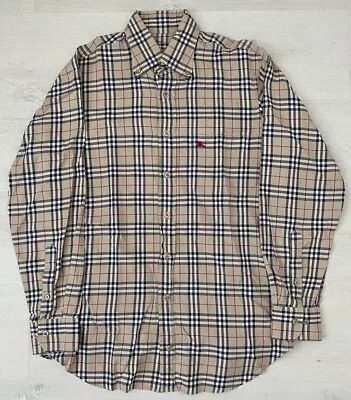 £60 • Buy Vintage Burberry Nova Checkered Shirt Beige S