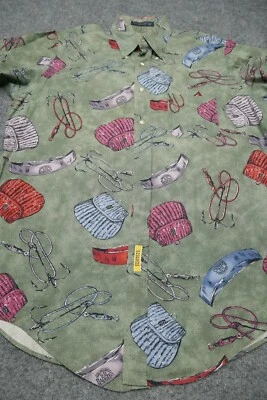 $11.50 • Buy VTG BD Baggies Button Up Shirt Adult Medium Green Casual Fish Hook Pocket Mens