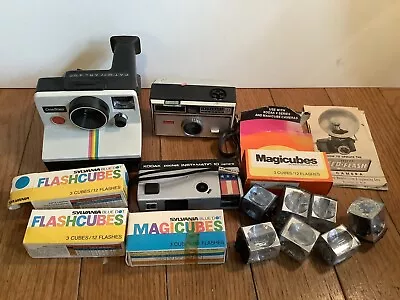 Vintage Lot Sylvania  Flash Cubes W/ 3 Cameras  Kodak One Step Instamatic • $25